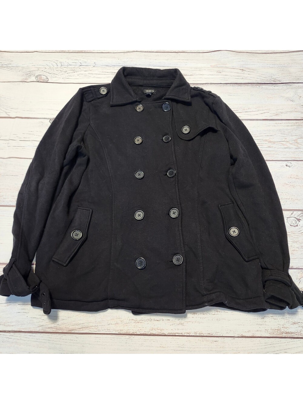 Torrid Black Double-Breasted Pea Coat Size 2X